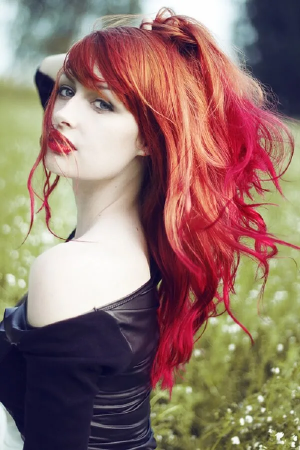 red and pink exotic haircolor ideas